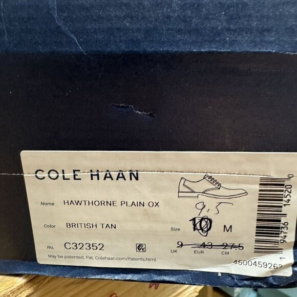 Cole Haan Mens Hawthorne Plain Oxford Tan Size 9.5 M main image 5